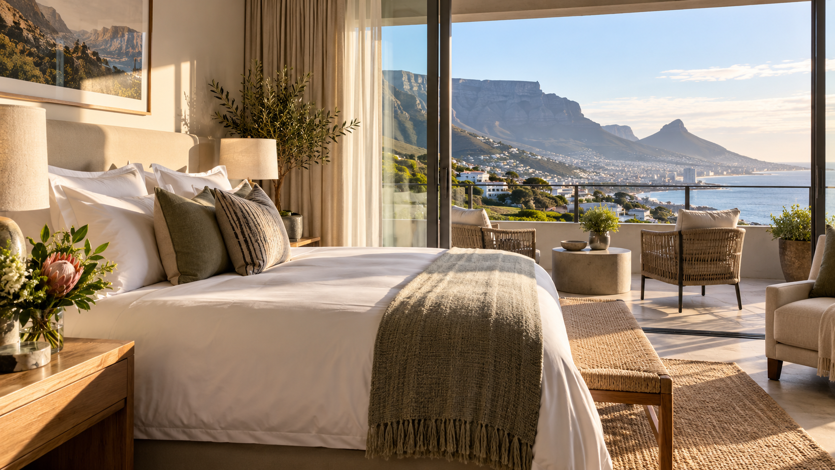 A welcoming boutique hotel suite prepared for Cape Town visitors